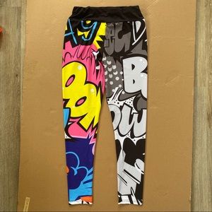 Foneedgo Athletic Leggings - Comic Book Pattern